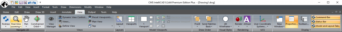 IntelliCAD Ribbon - View